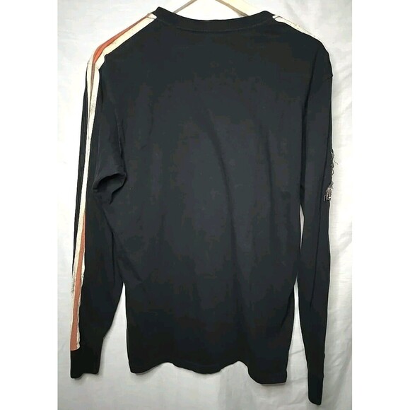 Harley Davidson Mens Shirt, Sz Large Black Orange White Stripe No. 1 Patch - Picture 8 of 9